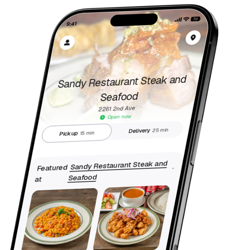 Sandy Restaurant Steak and Seafood app preview